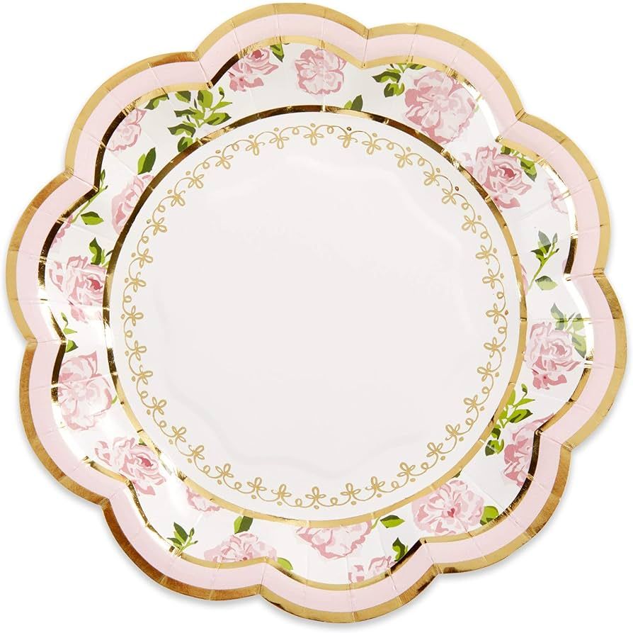 Kate Aspen Vintage Floral Tea Party 7 inch Pink (Set of 16) Premium Decorative Paper Plates - Per... | Amazon (US)