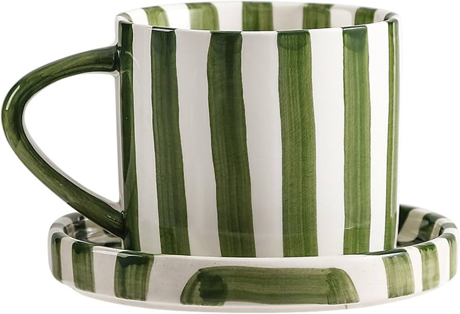 8 Oz Coffee Mug Large Espresso Cups With Saucer Ceramic Coffee Mugs Porcelain Coffee Cup With Sau... | Amazon (US)