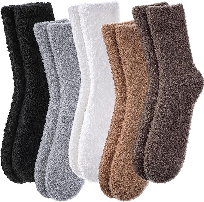 FNOVCO Womens Fuzzy Socks Super Soft Fluffy Winter Warm Cozy Home Sleeping Socks | Amazon (US)