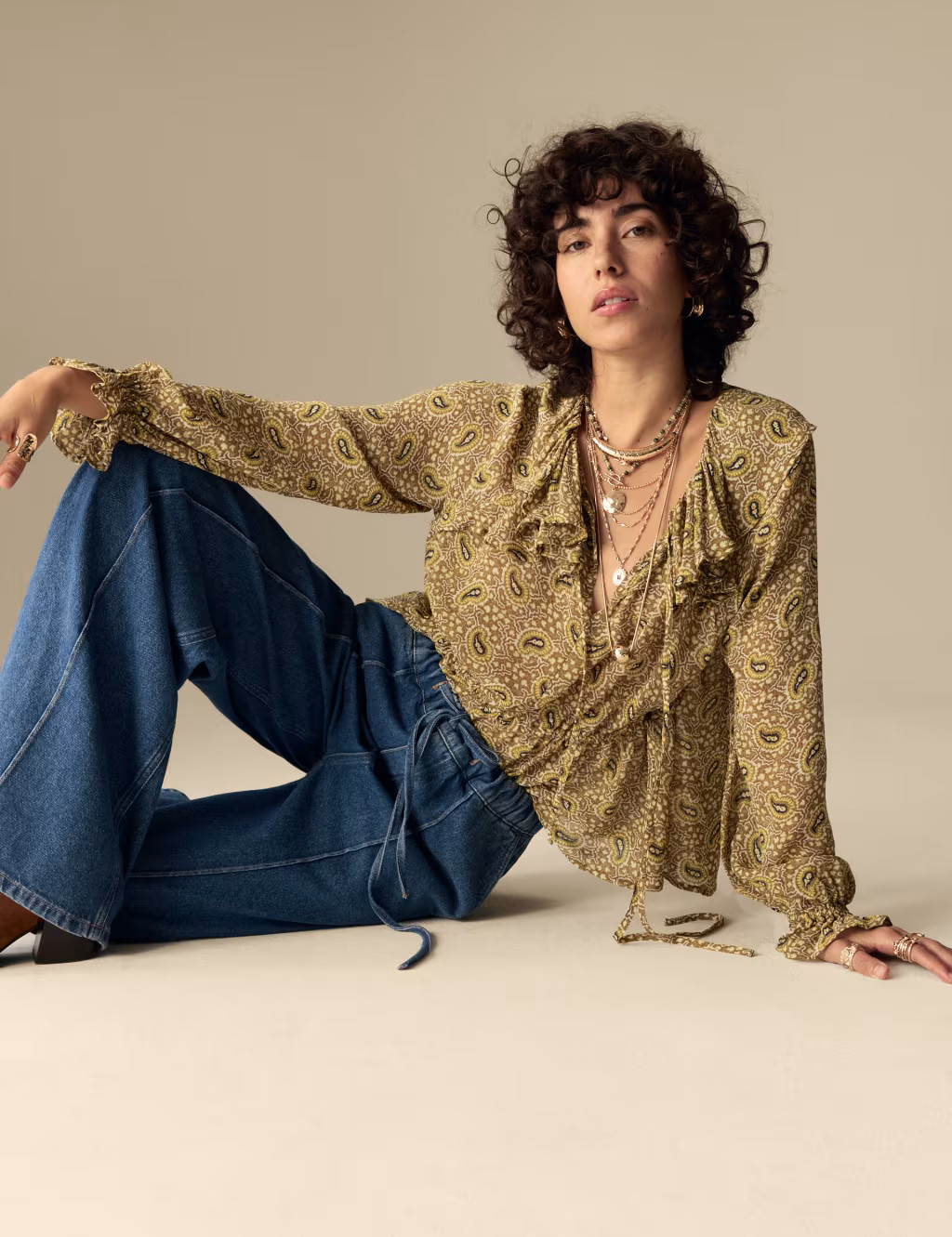 Lyocell Blend Pintuck Wide Leg Jeans | Marks & Spencer (UK)