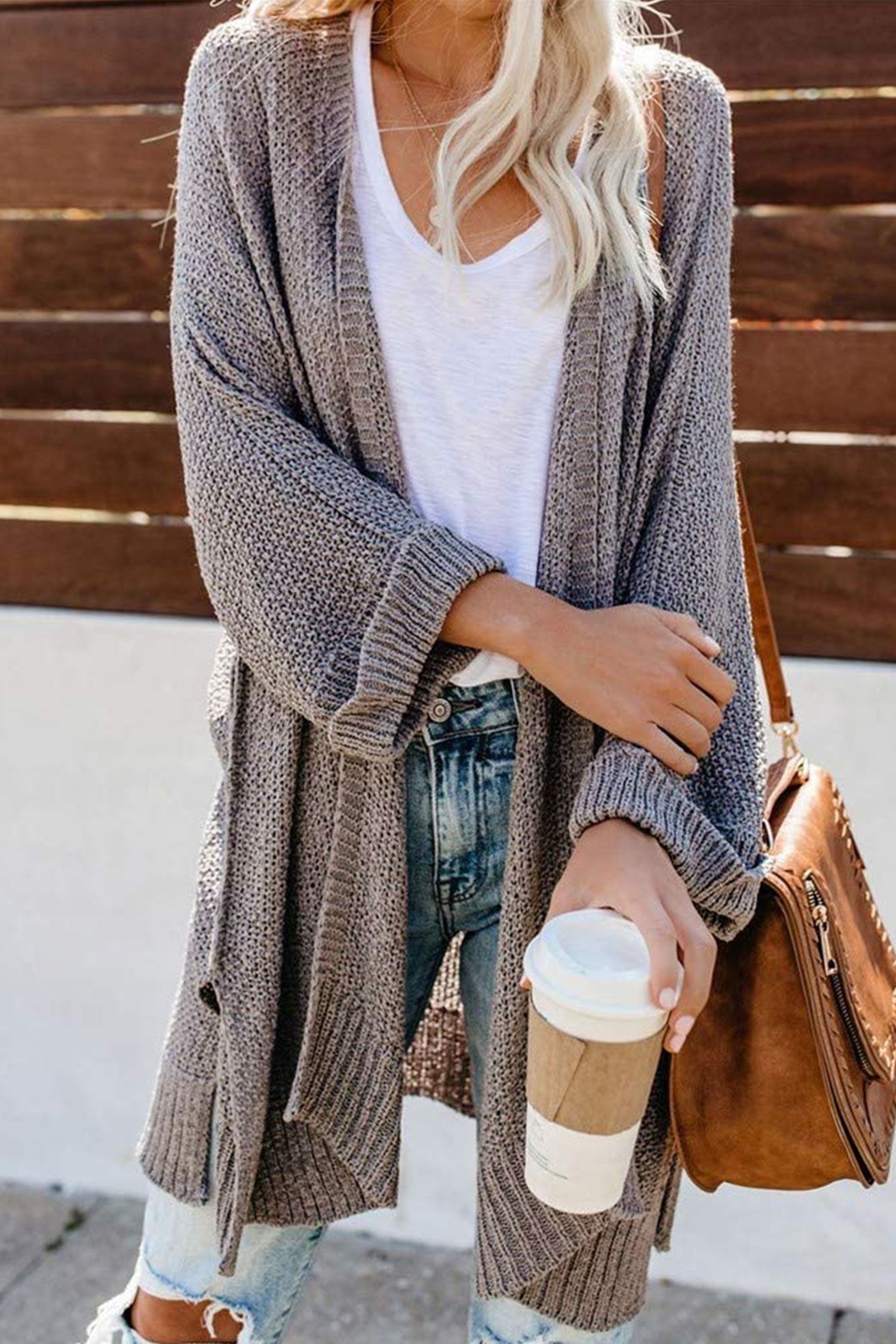 Coffee Break Textured Knit Open-Front Cardigan | Cupshe US