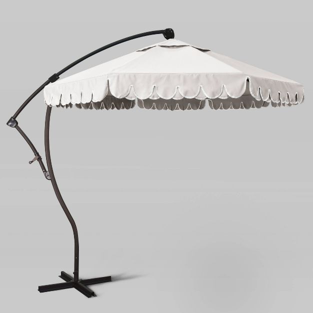 California Umbrella 9' Sunbrella Scallop Base Cantilever Patio Umbrella with 360 Rotation Tilt Cr... | Target