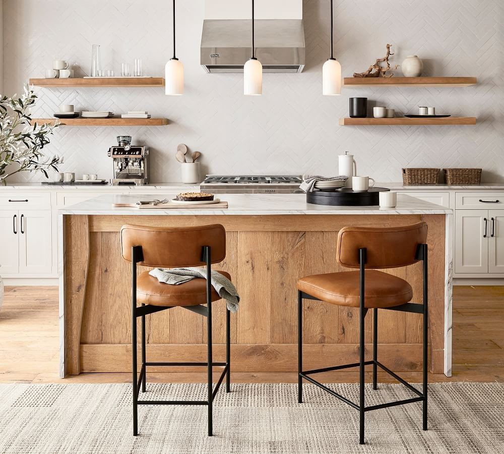 Maison Leather Bar & Counter Stools | Pottery Barn (US)