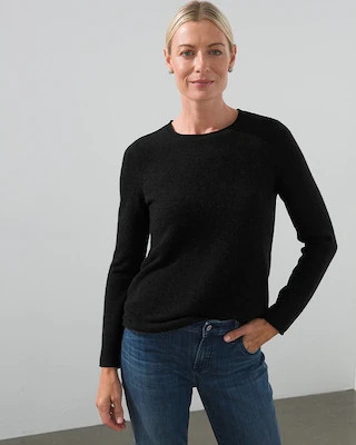 Roll-Trim Cashmere Crew Pullover | Chico's