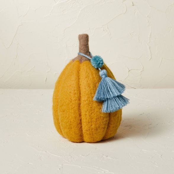 7.5" x 5" Felted Pumpkin Figurine Gold - Opalhouse™ designed with Jungalow™ | Target