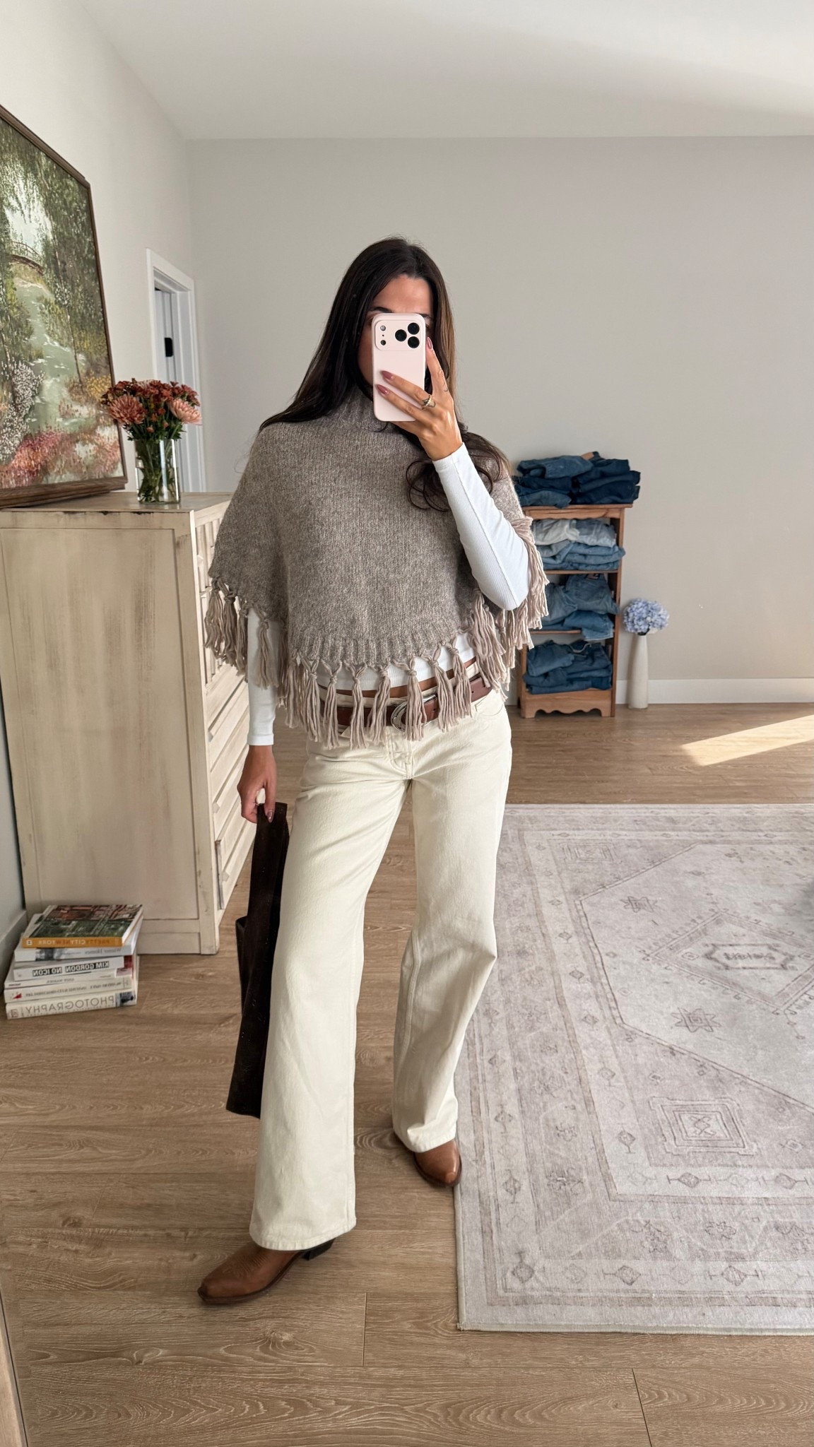 Fall outfit!!!! Poncho is a one size and jeans are W27! They’re low rise fyi! Small in longsleeve. Boots and belt are thrifted 

#LTKFindsUnder100 #LTKStyleTip #LTKSeasonal