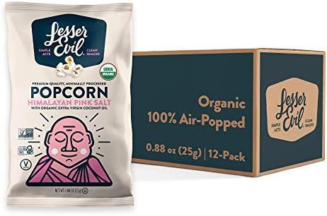 LesserEvil Himalayan Pink Salt Organic Popcorn, No Artificial Ingredients, Coconut Oil, Pack of 1... | Amazon (US)