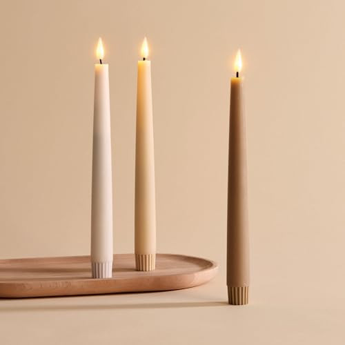 LampLust Battery Operated Candles with Remote, 9 Inch, 3 Pack Gradient Ivory Candlesticks, LED Candles Flickering Flameless Candles for Spring Home & Wedding Decor, Mantle Coffee Table & Shelf Décor | Amazon (US)
