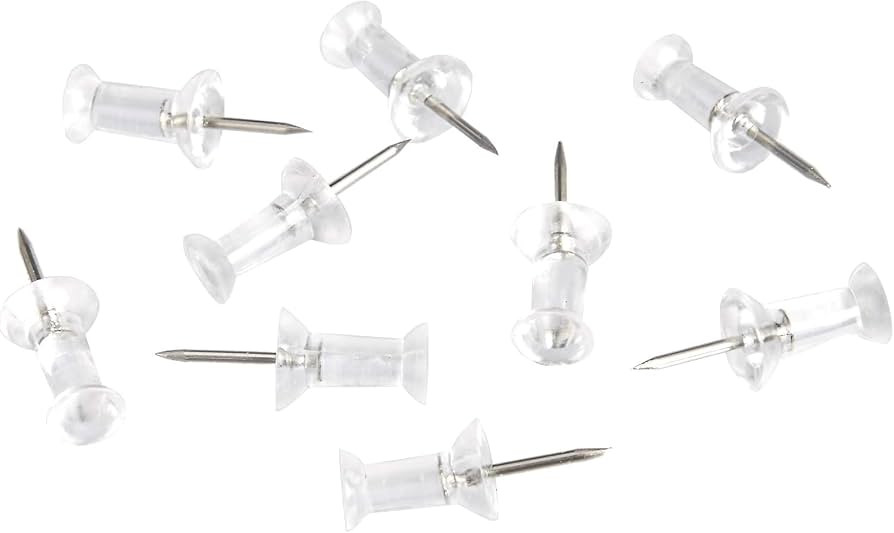 Amazon Basics Push Pins, Clear Plastic Head, Steel Point for Cork Board, Bulletin Board, Maps, Ph... | Amazon (US)