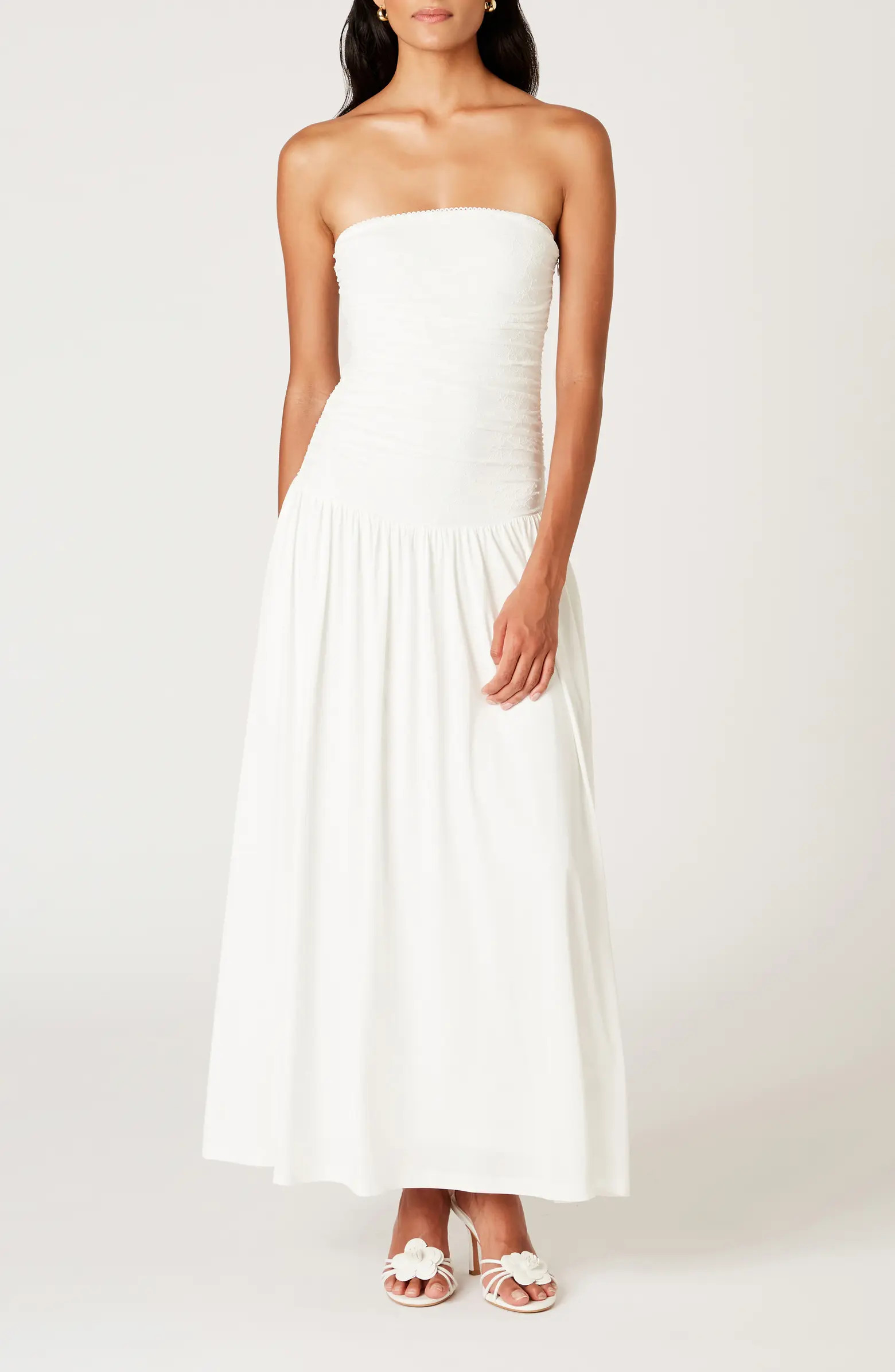 Santal Strapless Mixed Media Maxi Dress | Nordstrom