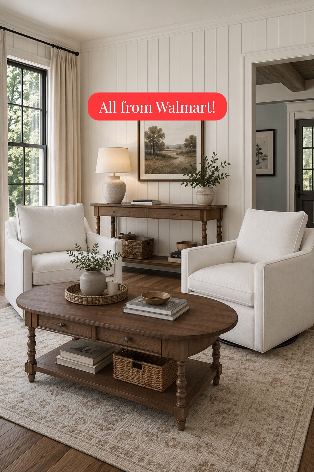 Beautiful home decor on a Walmart budget. I can’t get over this turn legged coffee table. It is so gorgeous. Love the white swivel chairs as well.

#LTKSeasonal #LTKHome #LTKSaleAlert