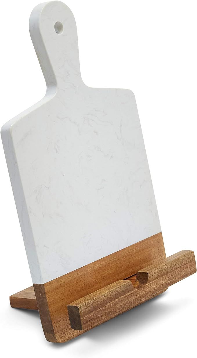 TENDER COTTAGE Marble Acacia Wood Cutting Board - CookBook Holder Adapter - Charcuterie Board - W... | Amazon (US)