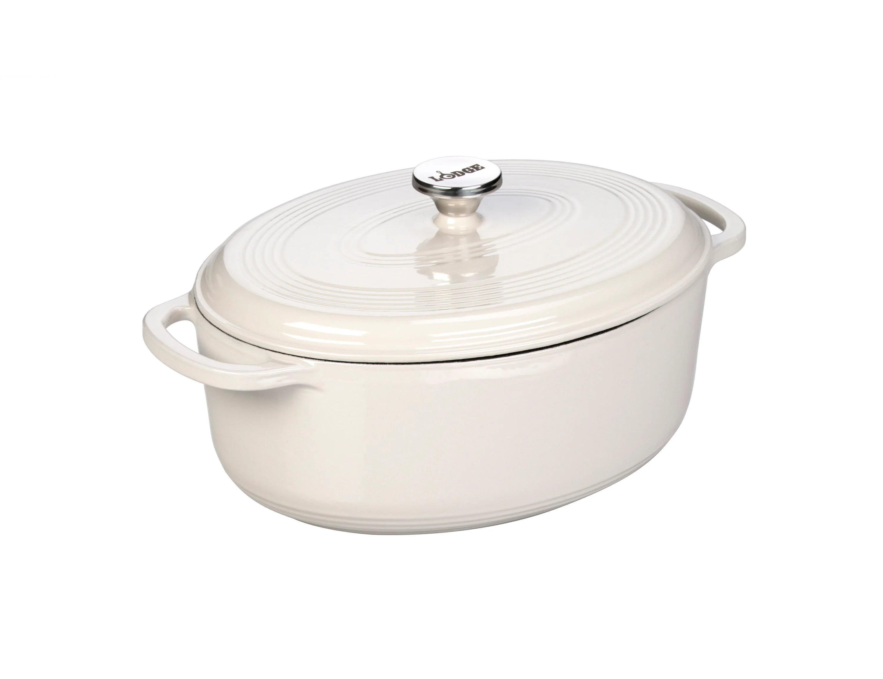 Lodge Cast Iron 7-Quart Cast Iron Dutch Oven Stainless Steel in White | EC7OD13 | Lowe's