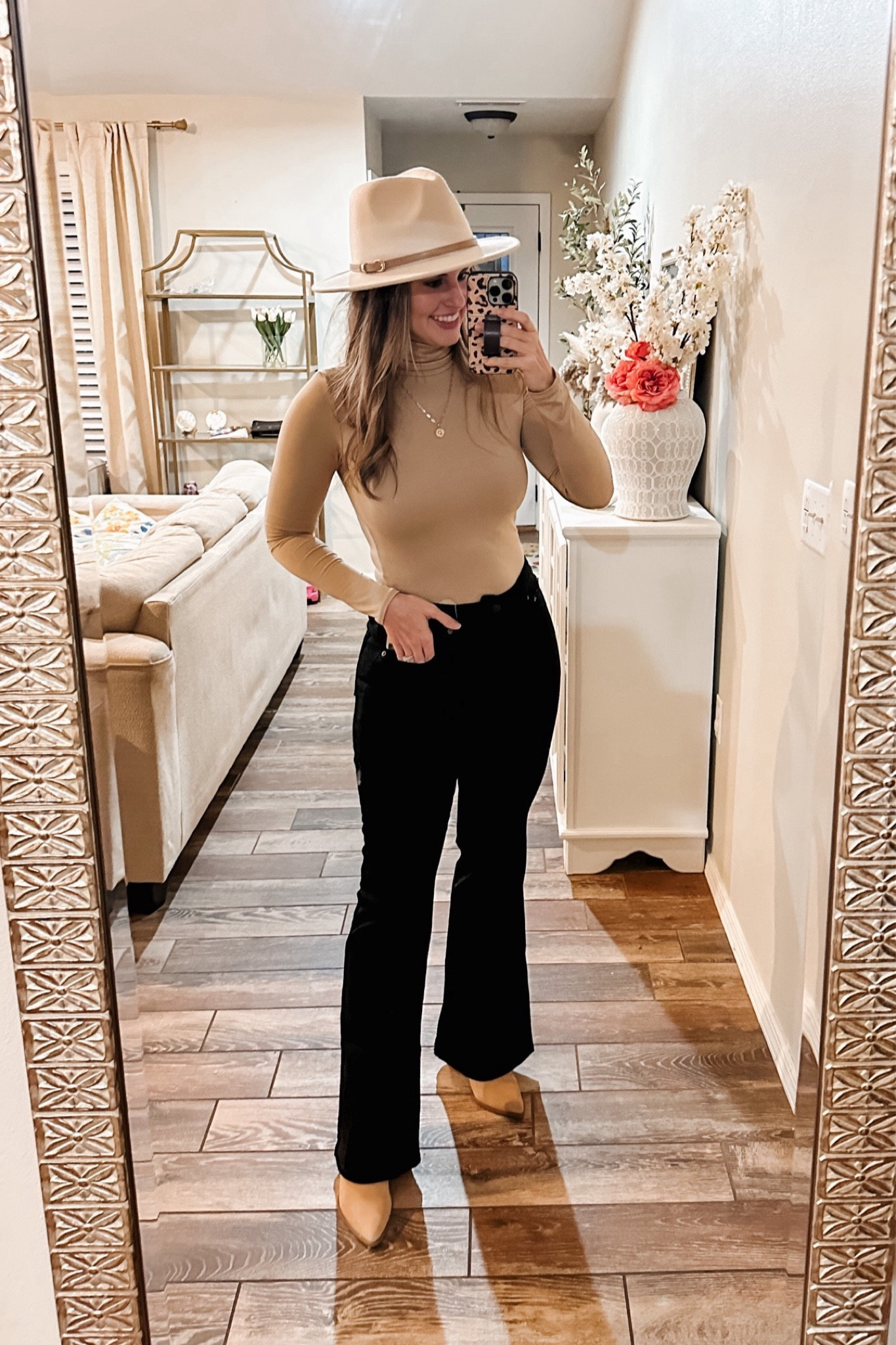 Black Friday sale! My Levi flare jeans are on major sale! 60% off making them $31!! Come in a ton of different washes. Linking my bodysuit, hat & ankle boots below too! 

Date night outfit, black flare jeans, Levi denim, trendy jeans, Amazon fashion finds, gold necklace, mock neck top, thanksgiving outfit 

#LTKCyberWeek #LTKSaleAlert #LTKGiftGuide