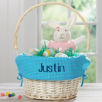 Personalized Teal Check Easter Basket With Liner, Baskets, Gifts, Gifts For Kids | Etsy (US)