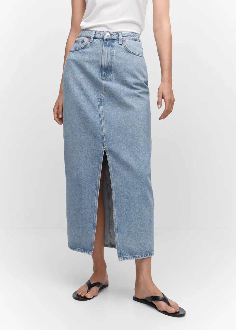 Slit denim skirt | MANGO (US)