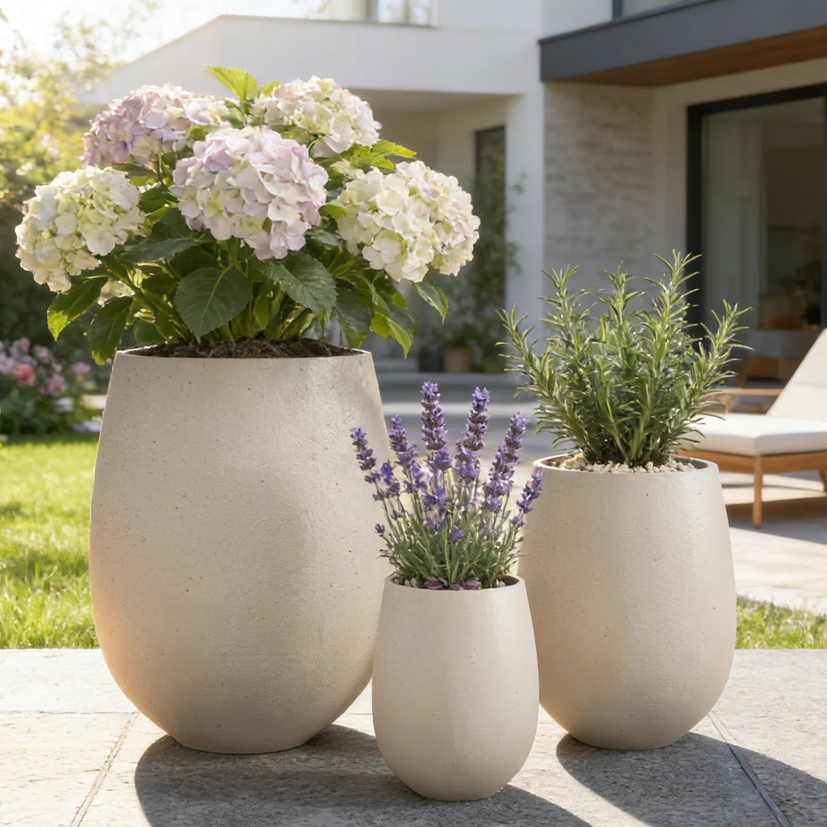 American Modern 3-Size Outdoor Planter Set With Weather-Resistant MGO Construction | Wayfair North America