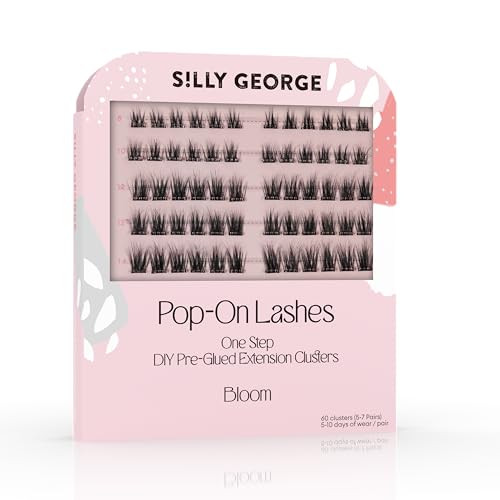 Silly George Pop-On Lashes - DIY 1-Step Pre-Glued Faux Eyelash Clusters, Natural Look Extensions, Black - Bloom, 5-7 Pair Set, Pack of 60 Clusters | Amazon (US)