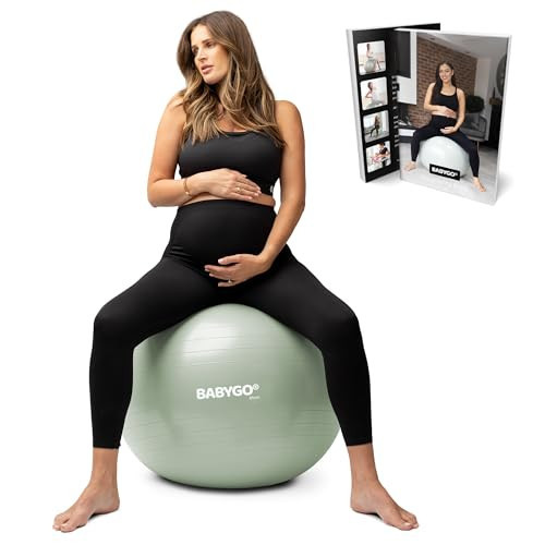 BABYGO Birthing Ball - Pregnancy Yoga Labor & Exercise Ball & Book Set Trimester Targeting, Maternity Physio, Birth & Recovery Plan Included Anti Burst Eco Friendly (Sage, 65cm) | Amazon (US)