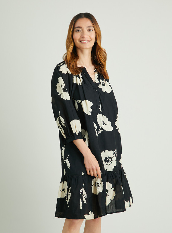 Monochrome Floral Smock Dress | Tu Clothing