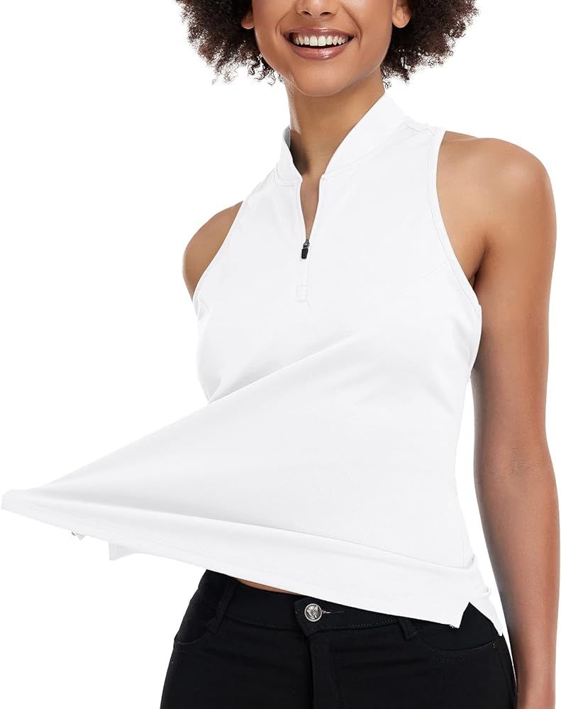 Women's Golf Shirt Sleeveless, V Neck Raceerback Polo Shirts Moisture Wicking, Quick Dry Ladies T... | Amazon (US)