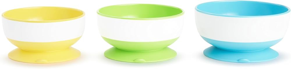 Munchkin® Stay Put™ Suction Bowls for Babies and Toddlers, 3 Pack, Blue/Green/Yellow | Amazon (US)