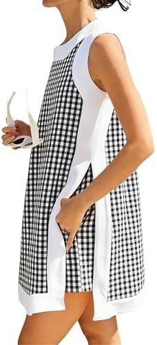 Bankeng Women's 2 Piece Sets Casual Color Block Crewneck Sleeveless Plaid Pullover Tops Matching ... | Amazon (US)