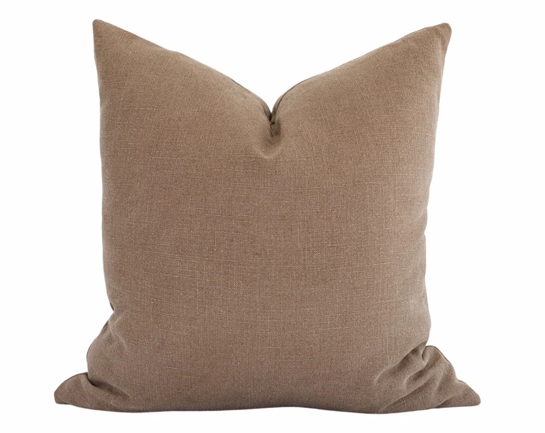 Deep Brown Linen Pillow Cover, Linen Throw Pillow, Fall Pillow Covers 18x18, Chocolate Pillow, Th... | Etsy (US)