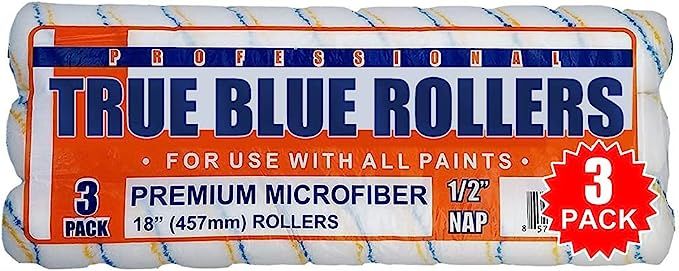 True Blue 18" Professional Paint Roller Covers, Best for All Types of Paint (3, 1/2" Nap) | Amazon (US)