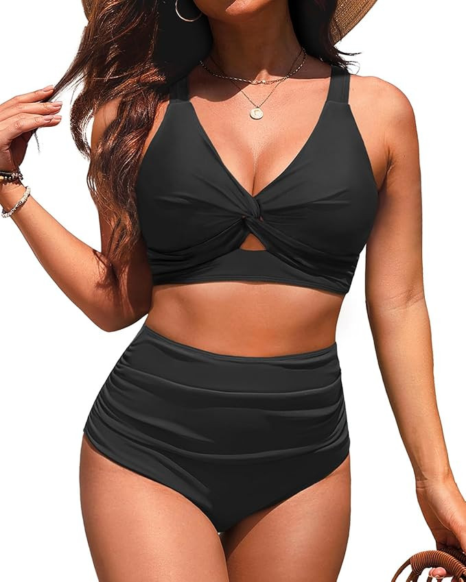 Women High Waisted Bikini Sets - Two Piece Tummy Control Swimsuits Cut Out Twist Bathing Suits 20... | Amazon (US)