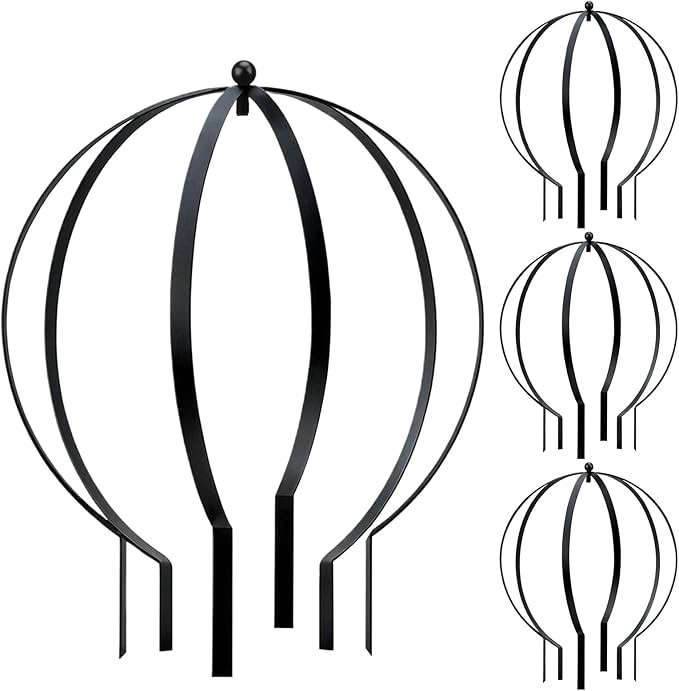 4Pcs Large Metal Circle Trellis Black Garden Obelisk Sculpture Globe Trellis for Climbing Plants ... | Amazon (US)