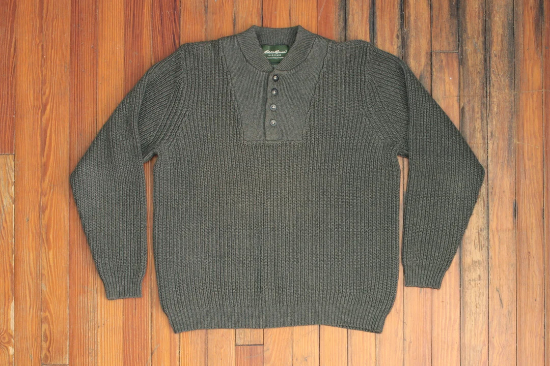 Heather Green Eddie Bauer Henley Sweater  Half Button up - Etsy | Etsy (US)