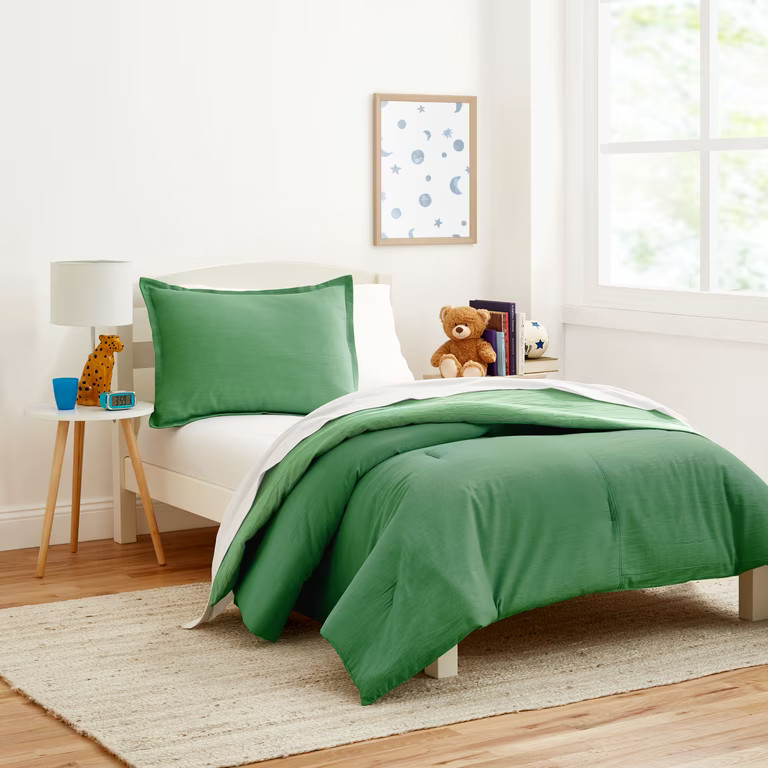 Gap Home Kids Washed Denim Organic Cotton Comforter Set, Full/Queen, Green, 3-Pieces | Walmart (US)