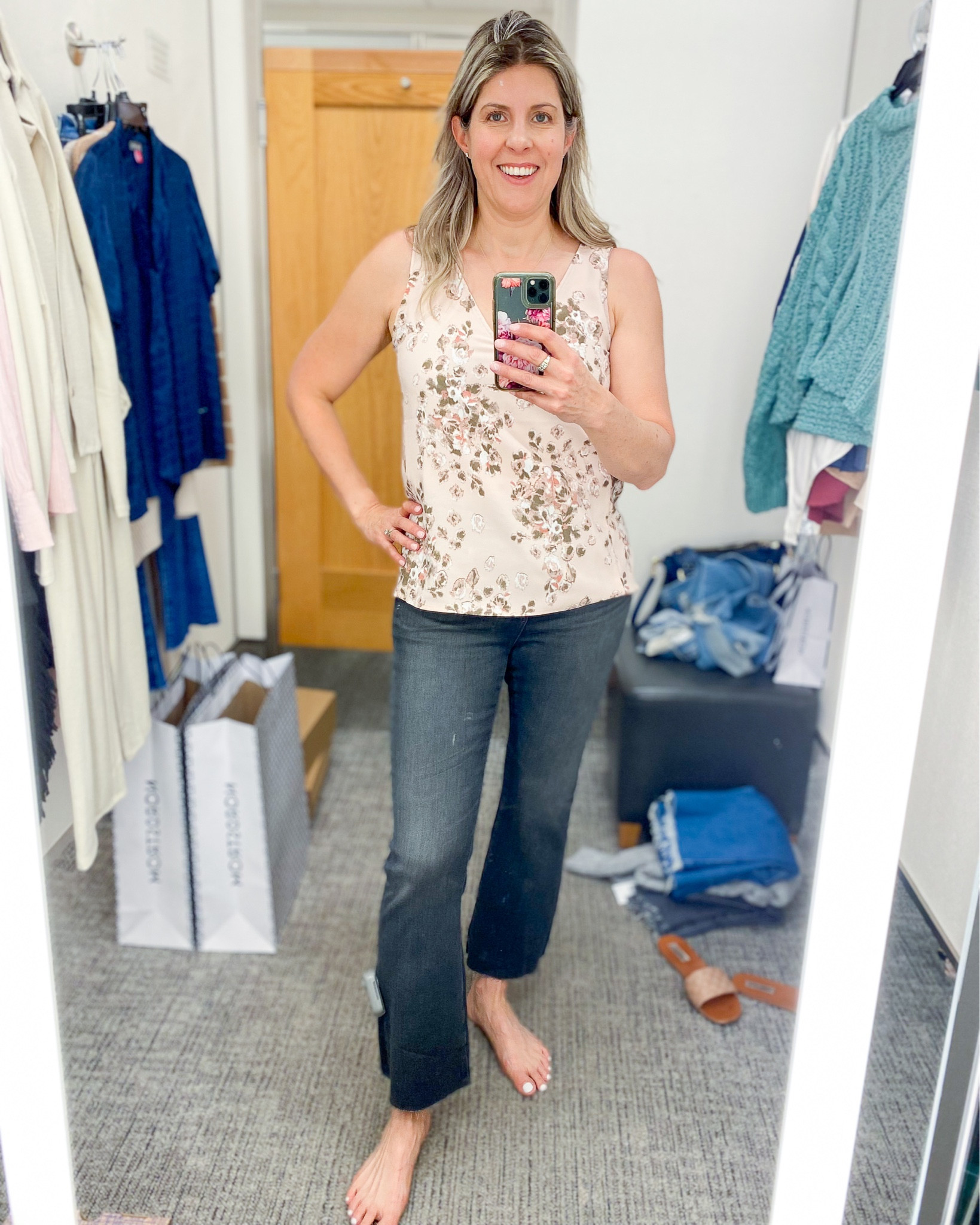 Rag and Bone jeans, black jeans, floral tank, sleeveless top 

#LTKxNSale #LTKFind