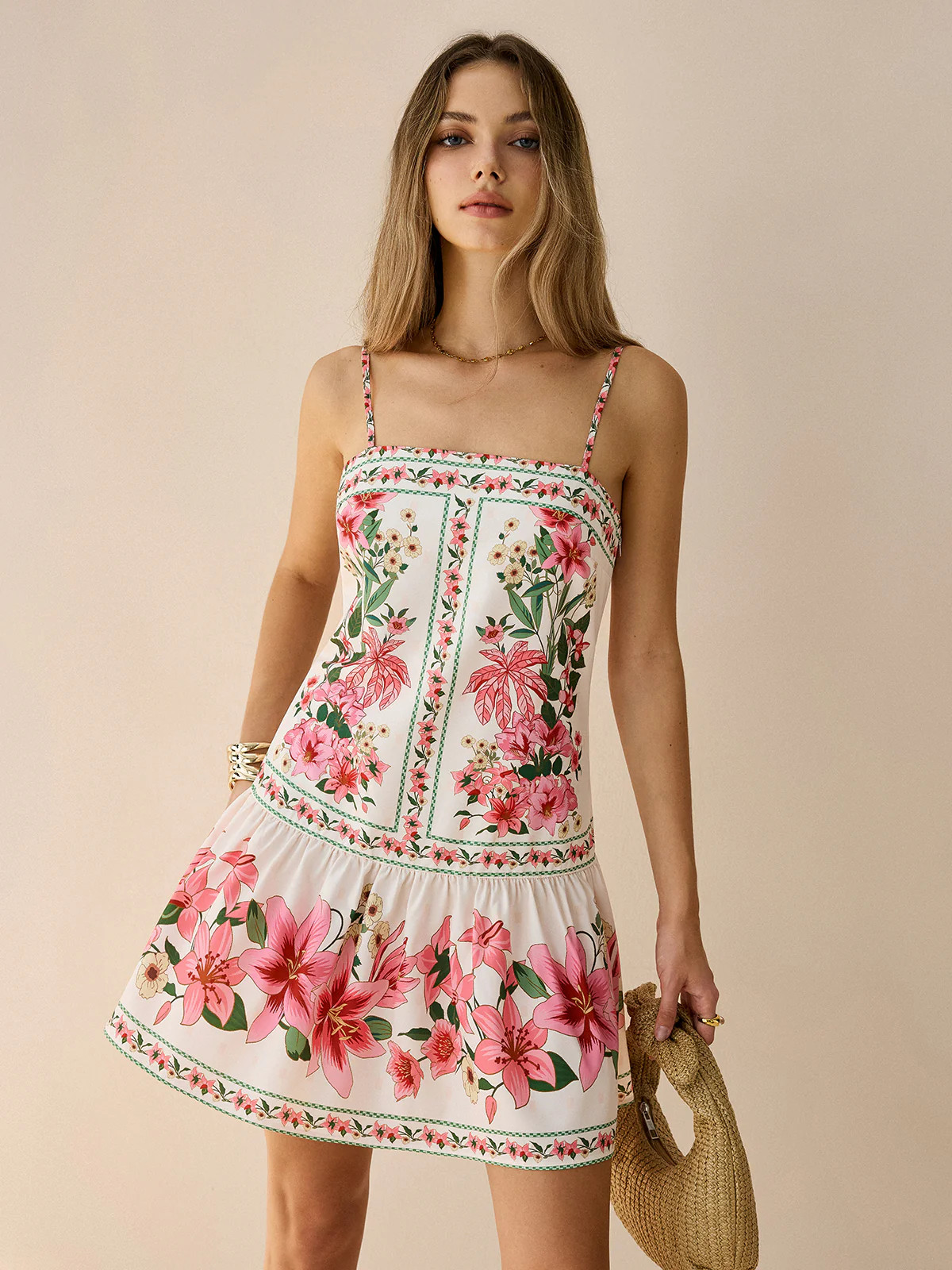 Floral Print Spaghetti Strap Mini Dress | Commense