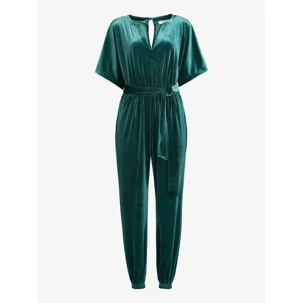 Sofia Jeans by Sofia Vergara Women's Velvet Jumpsuit with Squared Sleeves - Walmart.com | Walmart (US)