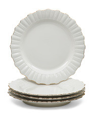 Set Of 4 7in Fine Porcelain Ruffle Salad Plates With Gold Trim | Kitchen & Dining Room | Marshall... | Marshalls