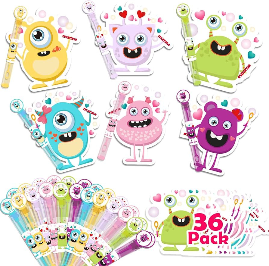 36 Pack Valentines Day Cards for kids With Bubble Wands, Cute Kids Valentines Cards for Classroom... | Amazon (US)