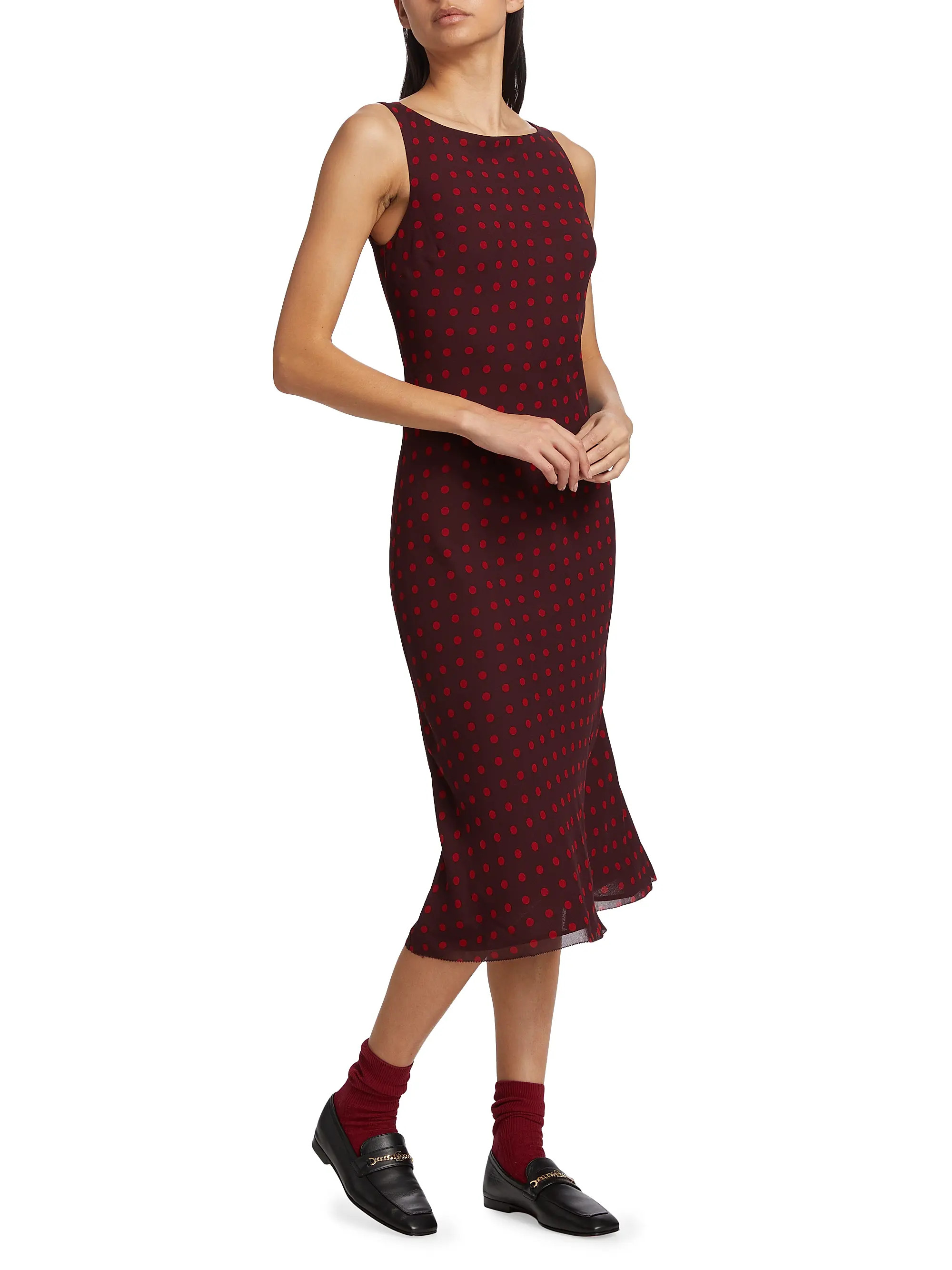 Topanga Polka Dot Slim-Fit Midi-Dress | Saks Fifth Avenue