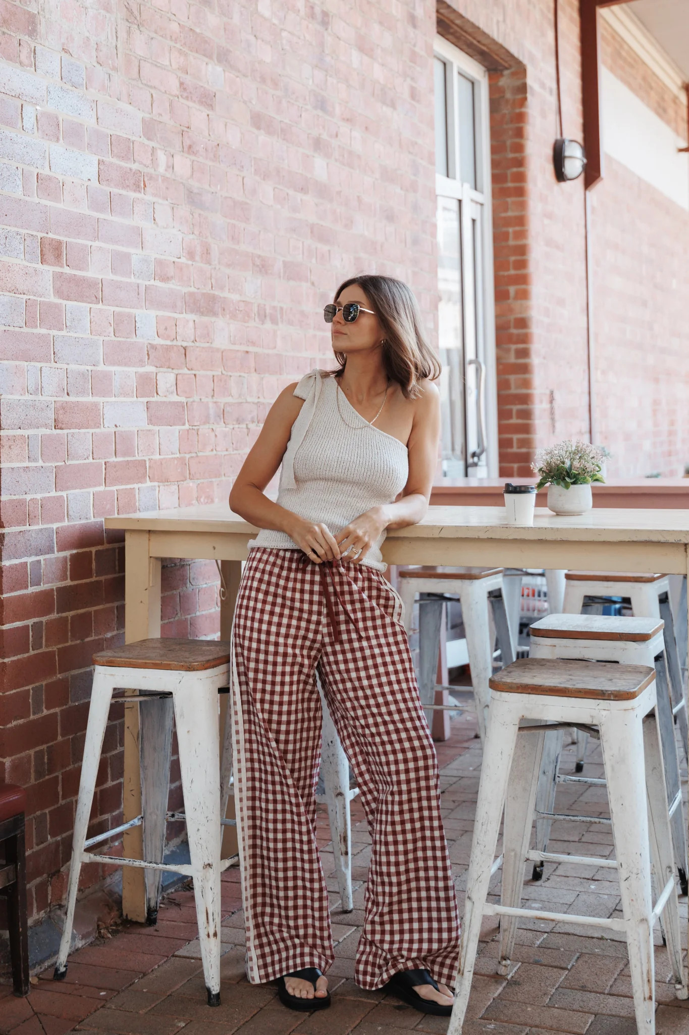 Lawson Track Pants - Burgundy Gingham | Petal & Pup (US)