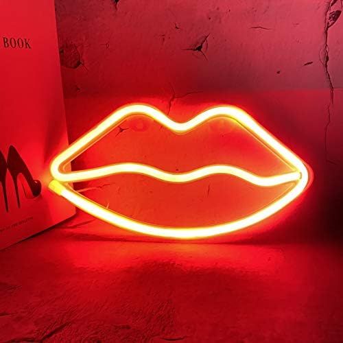 Red Lip Light Neon Signs Neon Lights for Wall Decor, USB or Battery Power for Bedroom, Decorative... | Amazon (US)