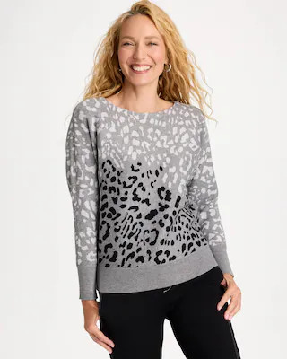 Women's Jacquard Animal Pullover Sweater in Black | Chico's | Chico's