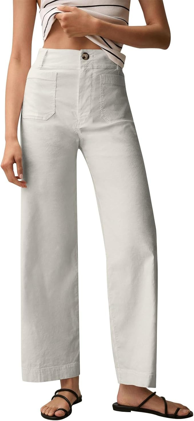 Baggy Jeans Woman High Waist Straight Baggy Chino Jeans Trendy Stretch Twill Denim Trouser with P... | Amazon (US)