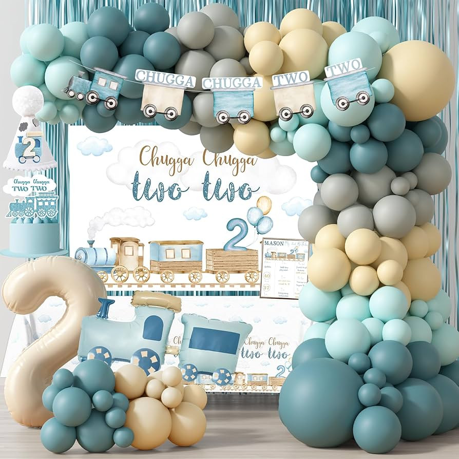 Chugga Chugga Two Two Birthday Decotations, Train 2nd Birthday Party Supplies, Second Bday Decota... | Amazon (US)