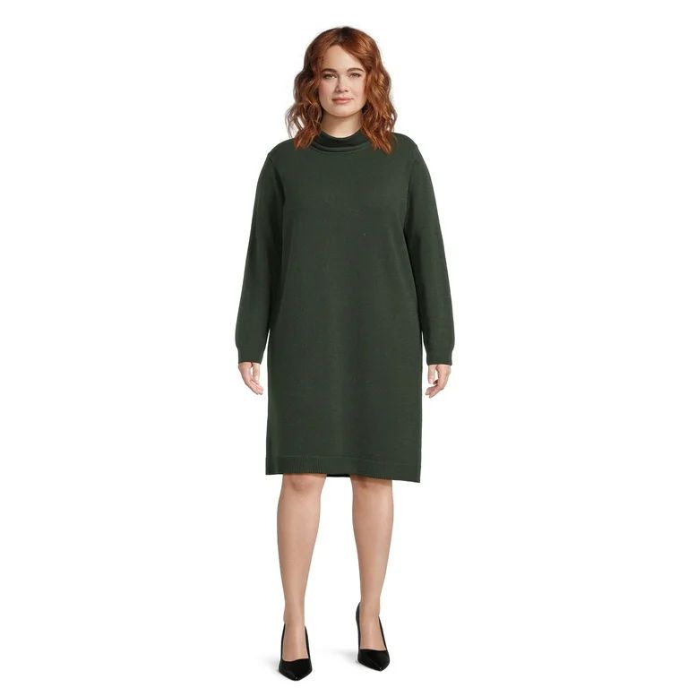 Terra & Sky Women's Plus Size Turtleneck Tunic Length Sweater Dress | Walmart (US)