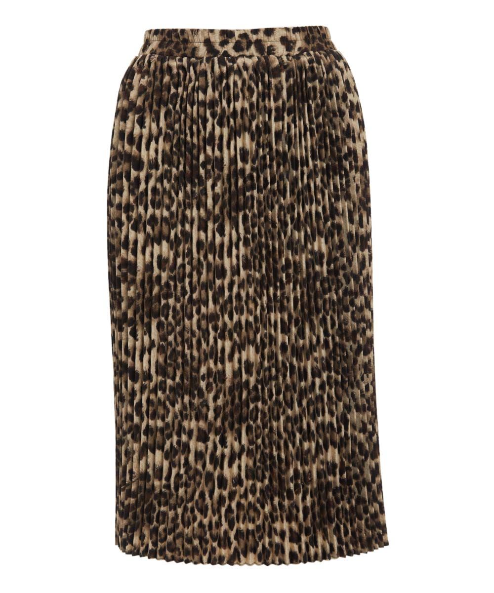 Minna Women's Career Skirts leopard - Brown Leopard Pleated Midi Skirt - Women & Plus | Zulily