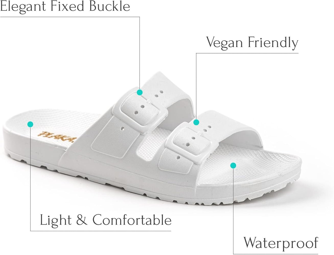 Plaka Genesis Slide Sandals for Women with 2 Fixed Buckle Straps | Comfortable & Stylish Slip On ... | Amazon (US)