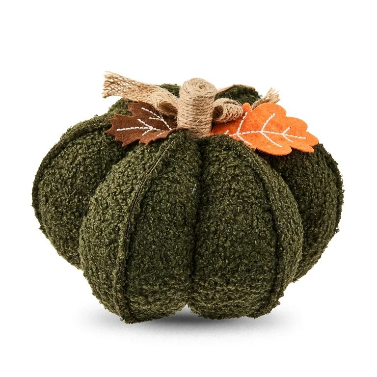 6 in Green Fabric Pumpkin Harvest Tabletop Decoration, Way to Celebrate | Walmart (US)
