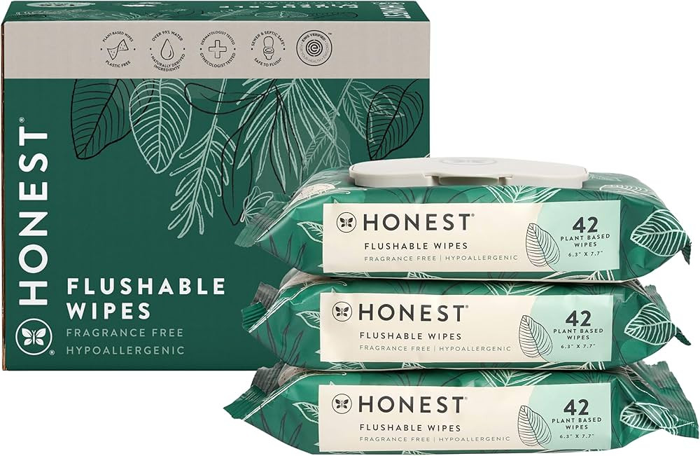 The Honest Company Plant-Based Flushable Wipes | 99% Water, Hypoallergenic, EWG Verified, Safe to... | Amazon (US)