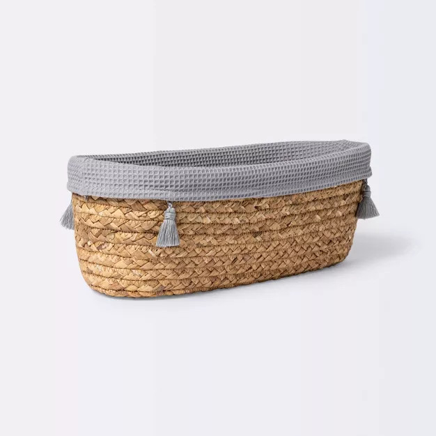 Natural Weave Oval Storage Bin with Waffle Weave Liner - Cloud Island™ Gray | Target